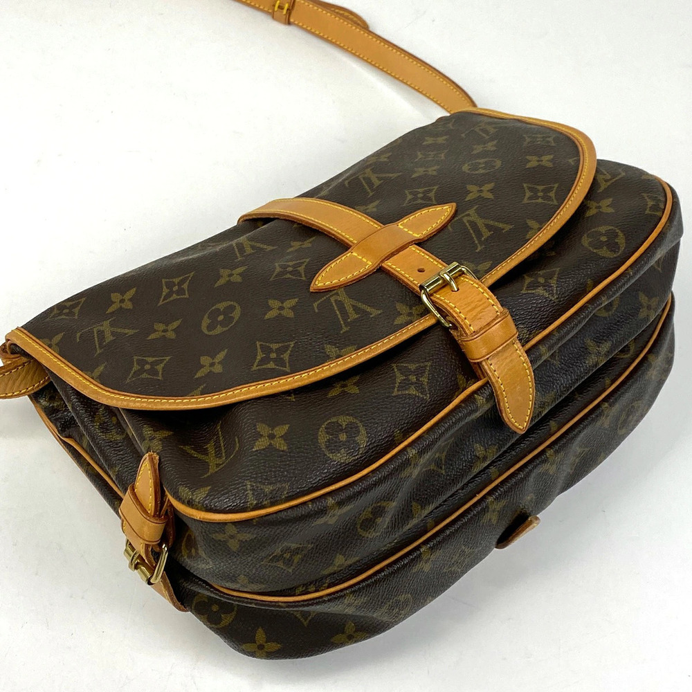 Louis Vuitton Crossbody Bag Shoulder Monogram Brown Saumur